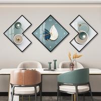 Fábrica vende reloj de tres paneles y reloj pintura de porcelana de cristal sala de estar moderna reloj minimalista pintura de pared