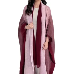 Factory Islamic Clothing New Abaya Designs 2023 Free Size Open Abayas Contrast Kimono Coat Winter Robe Abaya Women Muslim Dress