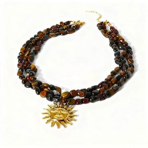 Colliers pendentifs personnalisés en acier inoxydable avec perles, couleur claire, or 14 carats, luxe, pour hommes et femmes, résistants au ternissement - Product Image 1