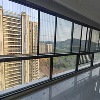 Ventana Corredera de Tres Vías con Doble Acristalamiento y Mosquitera, Ventanas Correderas de Aluminio