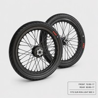 Kit de mise à niveau haute performance Sur-Ron Light Bee X Supermoto avec roues de 17 pouces et pneus de route 70/90-17 90/80-17 en aluminium CNC argenté