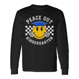Camiseta de manga larga con cara sonriente de Peace Out Kindergarten, último día de clases - Product Image 1