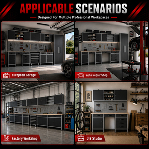 Armoire murale robuste JZD combinée avec panneau perforé et établi, idéale pour l'organisation des outils de <span class=keywords><strong>garage</strong></span> et des zones d'usine - Product Image 4