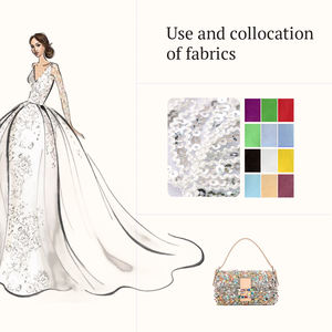 Últimos productos, tela de encaje de lentejuelas personalizada, tela bordada de lentejuelas de plumas románticas elegantes para vestido de mujer - Product Image 5