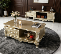 Ensemble de meubles de salon de luxe : meuble TV et table basse, style palais français, meubles décoratifs de villa à la française