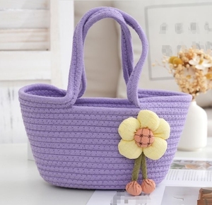 Borsa a tracolla di cotone Casual alla moda di alta qualità da donna alla moda vegetale per le vacanze borsa Tote da spiaggia cesto di fiori piccola borsa - Product Image 5