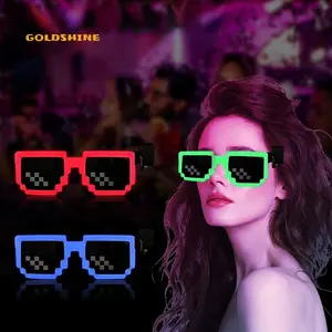 新款时尚OEM供应商EL马赛克眼镜LED发光眼镜EL面板像素眼镜音乐派对节