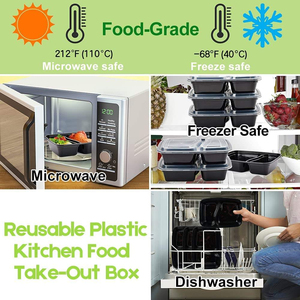 Boîtes de rangement alimentaire en PP à 3 compartiments, boîtes à lunch, contenants à emporter, contenants en plastique jetables pour la préparation des repas, utilisables au micro-ondes - Product Image 3
