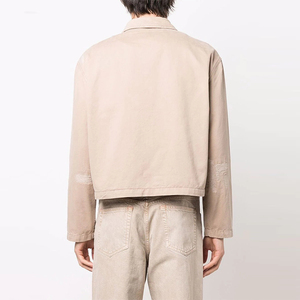 <span class=keywords><strong>Giacca</strong></span> da Lavoro Classica <span class=keywords><strong>Beige</strong></span> in Twill di Cotone con Tasche e Chiusura a Zip, Nuovo Design Personalizzato di Tendenza - Product Image 3