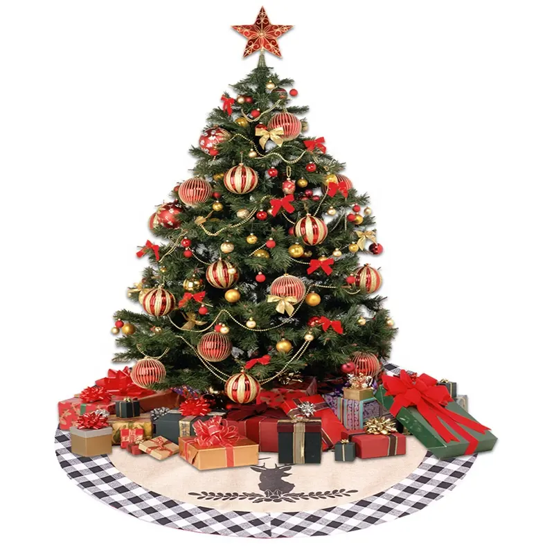 Amazon Christmas Decorations custom size upholstery tree skirt Heat transfer silk screen Christmas tree rug