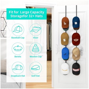 Over <b>Door</b> Baseball Cap <b>Rack</b> 4 Layers Black Hook Type <b>Storage</b> Organizer For Hats And Clothing - Product Image 3