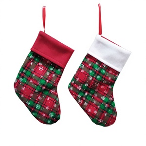 Arbre de noël décor chaussettes babiole fête de noël suspendu chaussette ornement décoration flocon de neige Plaid nouvel an Navidad décor sac - Product Image 1
