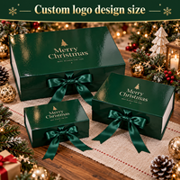 Boîtes cadeaux magnétiques de luxe personnalisées avec ruban vert brillant, fermeture magnétique, grandes boîtes pour bougies, boîte cadeau magnétique XXL pour Noël