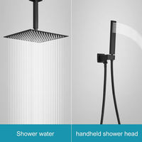 Ensemble de douche de luxe contemporain avec mitigeur pluie, fixation au plafond, carré, pour salle de bain, avec douchette à main, en laiton chromé poli, céramique douce, pour hôtel