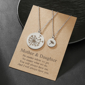 Stainless Steel Dandelion Necklace Set <b>Mirror</b> Polished Pendant Mother Daughter Gift Jewelry Clavicle <b>Chain</b> 3 Pack - Product Image 3