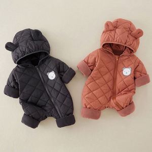 Mono de Bebé con Capucha de Felpa de Coral, Diseño de Oso, Manga Larga, para Niños y Niñas, Otoño Invierno, Abrigo Cálido para Bebés, con Cremallera - Product Image 4