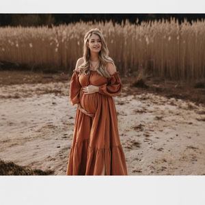 Vestidos de fotografía de maternidad sin hombros para Baby Showers, maxivestido Sexy largo para mujeres embarazadas, accesorios para sesión de <span class=keywords><strong>fotos</strong></span> de embarazo - Product Image 1