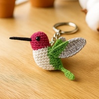 Crochet fait main colibri porte-clés PP coton rempli unisexe mignon oiseau tricoté artisanat cadeau pour les amoureux des animaux accessoire quotidien