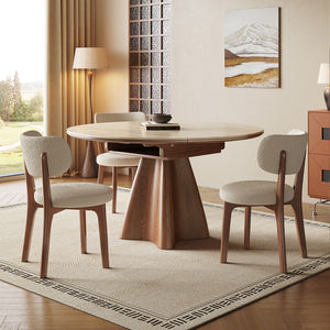 Vintage-style Sintered Stone Extendable Dining <strong>Table</strong> Chair Set for <strong>Small</strong> ApartmentsFoldable Dual-Use Round Retro Dining <strong>Table</strong> - Product Image 5