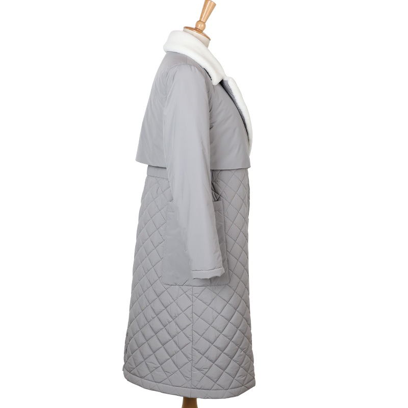 Длинное прямое зимнее пальто с ромбовидным узором, повседневные женские парки с поясом, стильная верхняя одежда с глубокими карманами и воротником-стойкой