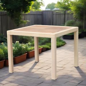 Giải trí nội thất sân vườn ngoài trời vuông gỗ tếch hàng đầu bảng mây Patio vuông bàn ăn mây wicker dệt bàn ăn tối - Product Image 2
