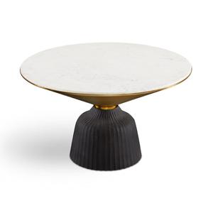 <b>Round</b> <b>White</b> Marble Sintered Stone <b>Table</b> Top with Stainless Steel Edge Gold| Luxury Commercial Tabletop Wholesale - Product Image 6