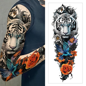 Autocollant de tatouage temporaire pour bras entier, imperméable, longue durée, non toxique, art corporel, décalcomanie par transfert d'eau pour hommes et femmes - Product Image 1