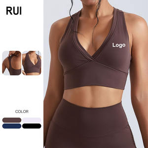 Sujetadores deportivos RUIQUWIN para mujer, a prueba de golpes, con efecto push-up, sin costuras, sensación de segunda piel, sin espalda, para yoga, transpirables, de secado rápido, tops de gimnasio de cuatro vías - Product Image 1