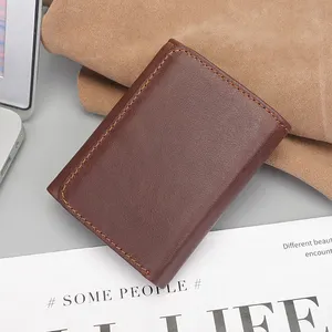 Wholesale Custom Trifold RFID Blocking Men's Wallet Credit Card Holder Leather Slim Simple Men's Wallet Card Holder Wallet