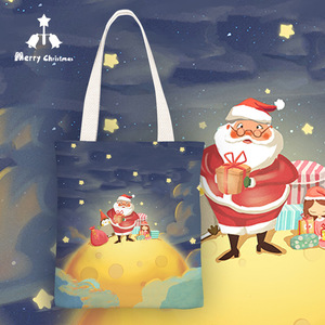 Bolsa de Lona con Diseño Navideño 2026, para Niños y Niñas, para las Cuatro Estaciones, con Diseño de Papá Noel y Muñeco de Nieve, Estilo Urbano y Sencillo - Product Image 4