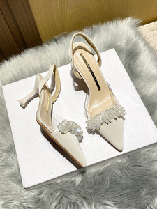 High Baotou Sandals Female Summer Style Transparent Temperament - Foot Slip-pointed Thin Heels After the Empty Single Shoes - Product Image 4