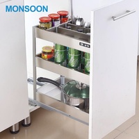 Panier de rangement coulissant modulaire Magic Corner pour armoire de cuisine moderne, en fil d'acier inoxydable à fermeture douce