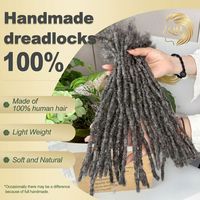 Extensions de dreadlocks faites à la main Boutique Salt Pepper 0,6 cm, 8-12 pouces, cheveux humains brésiliens Remy doux, bouclés crépus, pour tresses