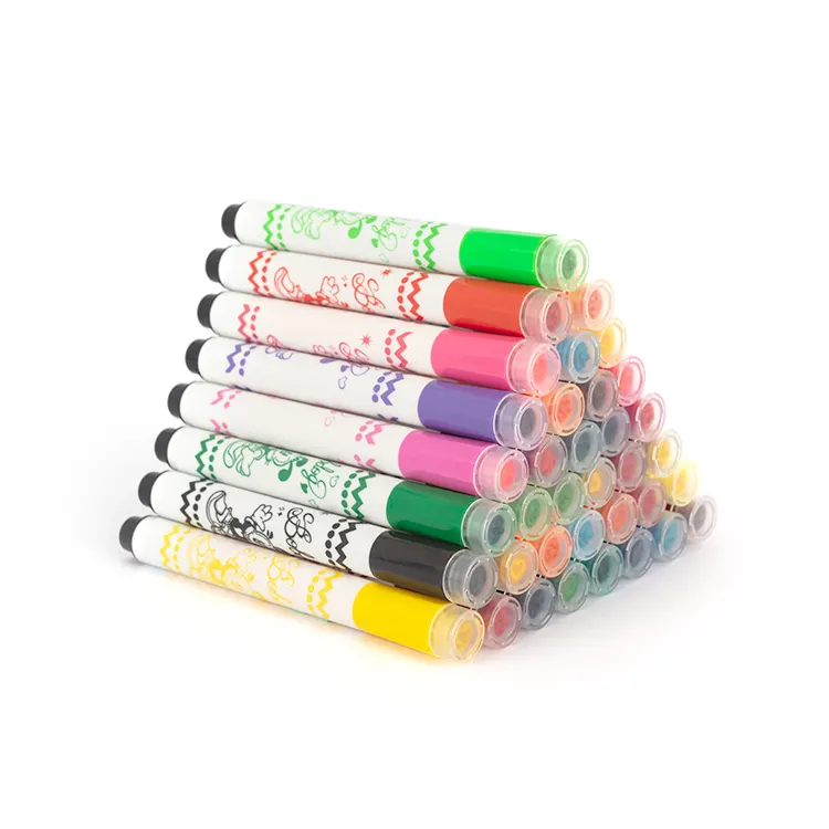Touchfive — 36 marqueurs de couleurs de timbres dans boîte d'affichage en plastique, présentoir avec cintre
