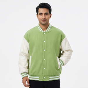 <b>Men's</b> Iconic Letterman Baseball Style <b>White</b> Varsity <b>Jacket</b> Premium Wool Leather with Stand Collar CollegeBaseballjacket for <b>men</b> - Product Image 1