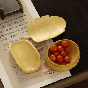 Assiette à collation sculptée en racine de bambou, naturelle, faite à la main, décoration d'intérieur, assiette à fruits secs et à thé, origine Anji - Product Image 1
