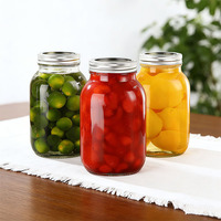 Frascos de Vidrio para Conservas con Tapa, Boca Ancha, Resistentes al Calor, para Alimentos y Encurtidos, 150ml 250ml 300ml 380ml 500ml 750ml 1000ml, Venta al Por Mayor