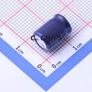 Condensador Electrolítico de Aluminio de Orificio Pasante ERR1VM101F11C30T, Componente de Orificio Pasante (THT), D8xL11mm 100uF 35V 8mm 11mm - Product Image 1