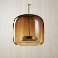 Luminaire suspendu carré en verre ambré nordique personnalisé, LED moderne, dôme en métal, pour salle à manger, îlot de cuisine, éclairage intérieur