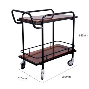 T2G Chariot de Salon Mobile Pliant en Bois Double Couche, Élégant, Moderne, Industriel, Professionnel, Poli, TAN - Product Image 3