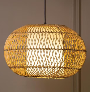 Lámpara Colgante de Bambú de Diseño Moderno, Lámpara Colgante de Ratán de Bambú Hecha a Mano para Sala de Estar, Comedor, Hotel, Lámparas LED - Product Image 1