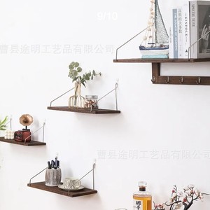 Wooden <b>Wall</b>-<b>Mounted</b> <b>Shelf</b> Rectangle Multipurpose Durable Storage For Home Bedroom Study Bathroom - Product Image 1