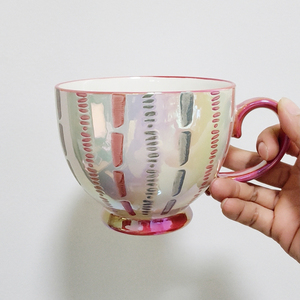 Custom Hand Painted Electroplated Colorful <b>Cups</b> Arabic Tea <b>Cups</b> Set Flower Mug <b>Ceramic</b> Coffee Gift Mugs with logo - Product Image 1