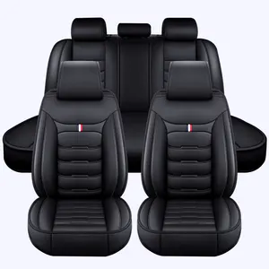 Universal Car Seat Covers Luxury Black Leather Front Rear Full Sets Car Cushion Protector