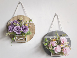 Corona di legno rotondo rustico per la decorazione della porta d'ingresso segno di benvenuto appeso da parete all'aperto fattoria portico intagliato primavera estate autunno - Product Image 4