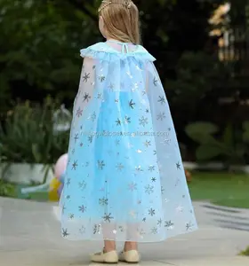 «Холодное сердце» костюм с рисунками из мультфильмов одежда для девочек карнавальные костюмы голубое платье принцессы, платье с накидкой для девочек