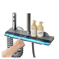 Ensemble de douche mural thermostatique de luxe moderne avec pommeau pluie, mitigeur monocommande eau chaude/froide et jets de massage doux en céramique