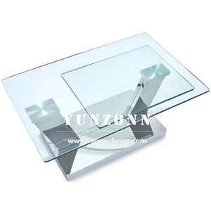 Tavolino da Caffè Moderno Rettangolare con Piano in Vetro Temperato e Base Girevole in Acciaio Inox, <span class=keywords><strong>Vendita</strong></span> Diretta dalla Fabbrica per <span class=keywords><strong>Casa</strong></span> e Villa - Product Image 6