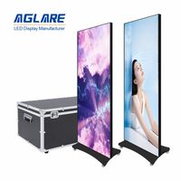 Aglare P1.86, pantalla de póster Led de pie para interiores y exteriores, pantalla de póster Led portátil de 1920X640mm para pancartas, tablero de pared de vídeo