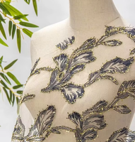 Vente directe usine – Nouvelle broderie florale en fil d'or respirant style Hanfu chinois ancien, garniture en dentelle tricotée en maille
